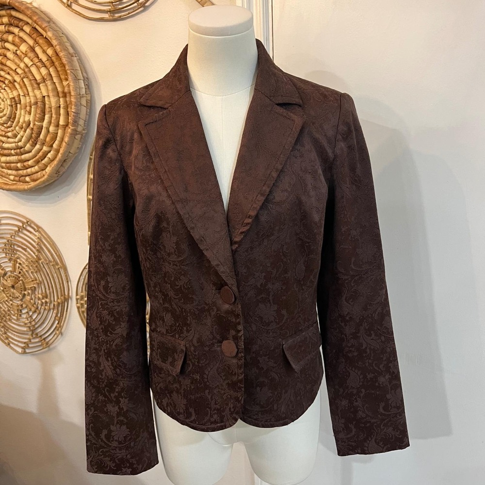 Vintage Apt 9 Brown Damask Brocade Blazer Tapestry Jacquard Dark Academia 8